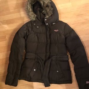 Hollister Puffy Winter Coat with Faux Fur Trim